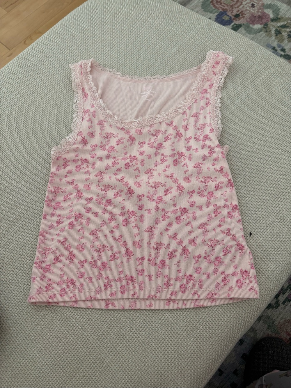 Love shack fancy GAP Pink Floral Lace-Trim Tank Top